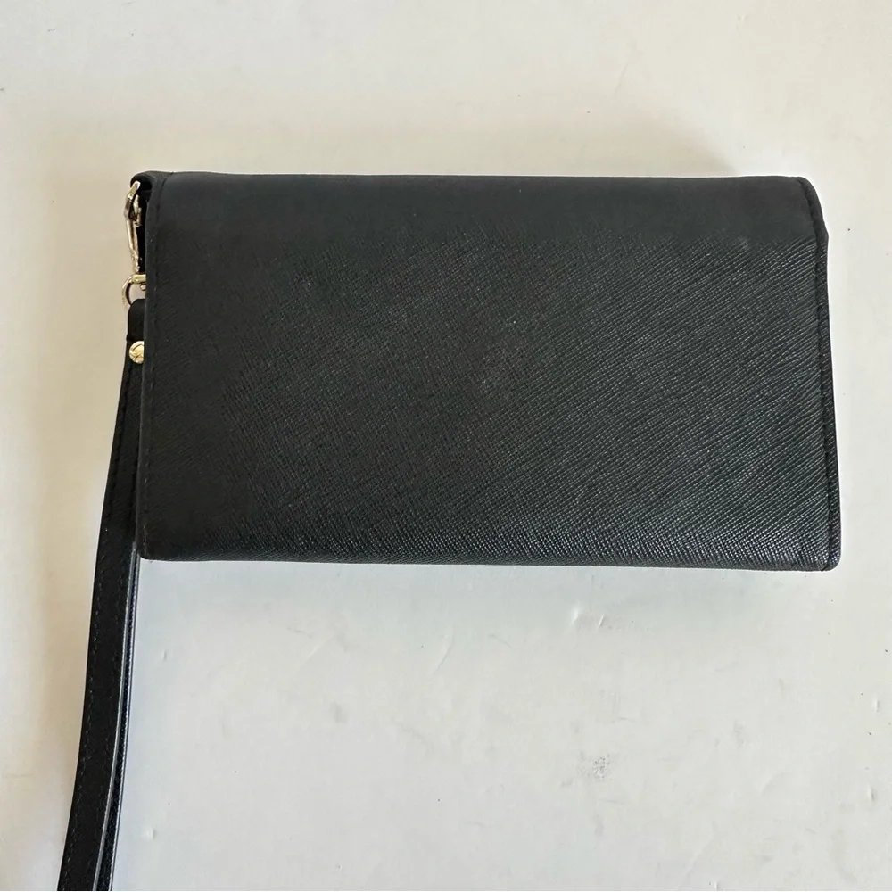 Kate Spade Black Saffiano Leather Wristlet Wallet Detachable Wrist Strap‎